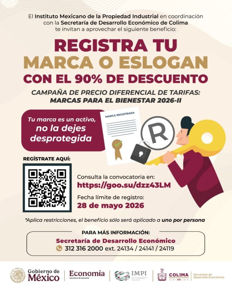 Gobierno del Estado de Colima e IMPI impulsan el registro de marcas con hasta 90% de descuento