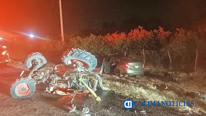 Menor de 13 años entre los heridos tras choque y volcadura de tractor en Tecomán