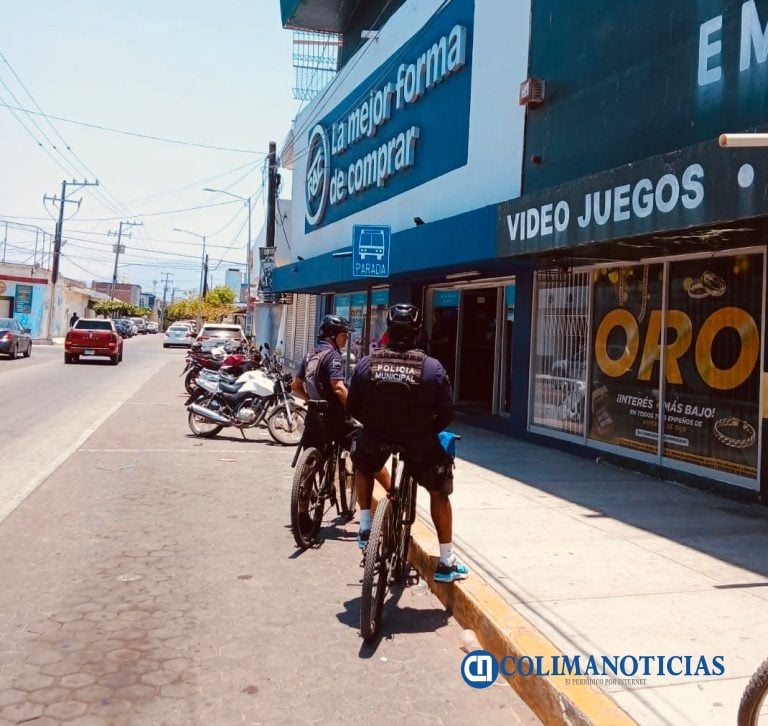 Aseguran disminución de robos a comercios en Tecomán gracias a vigilancia ciclista