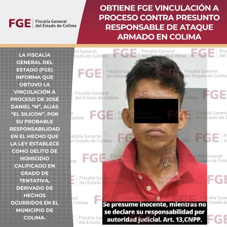 Obtiene FGE vinculación a proceso contra presunto responsable de ataque armado en Colima