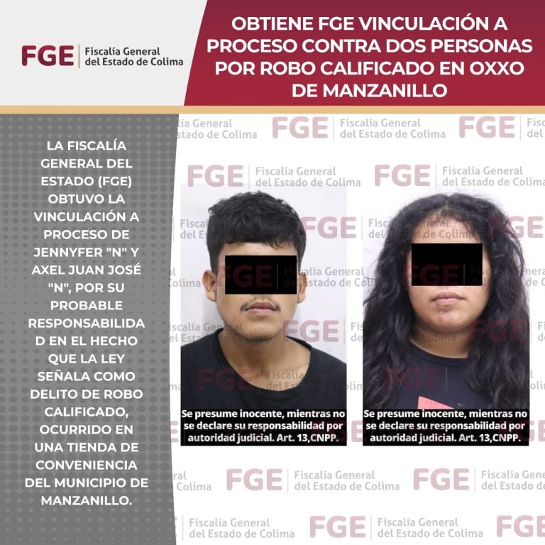 Obtiene FGE vinculación a proceso contra dos personas por robo calificado en Oxxo de Manzanillo