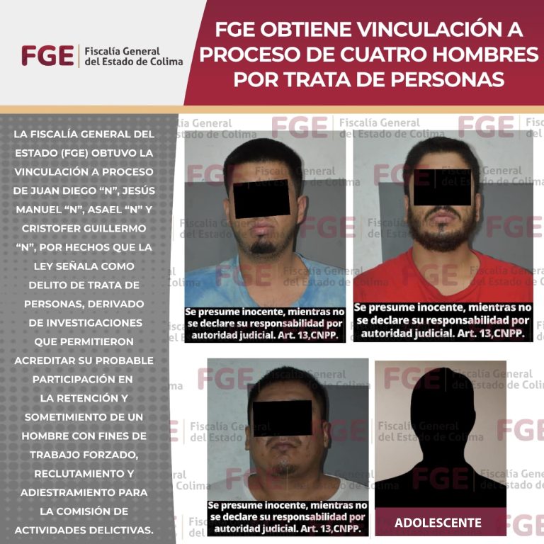 FGE obtiene vinculación a proceso de cuatro hombres por trata de personas