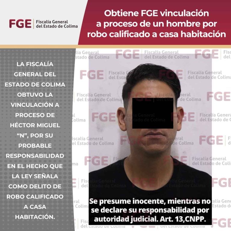 Obtiene FGE vinculación a proceso de un hombre por robo calificado a casa habitación