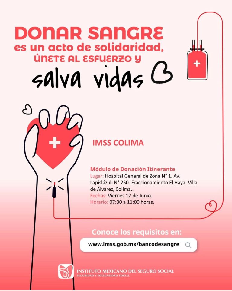 Invita IMSS Colima a Jornada de Donación Altruista de Sangre