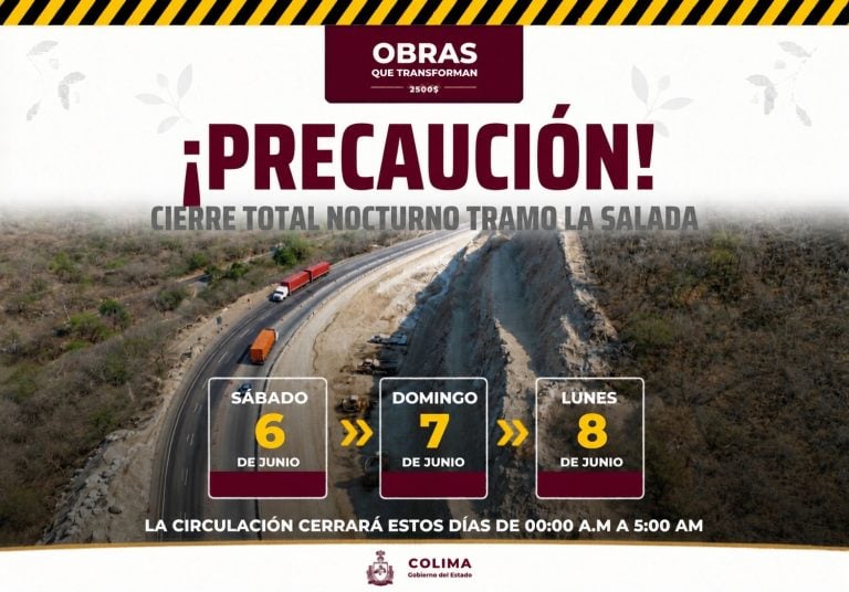 Seidum Colima alerta por cierre total nocturno en ‘La Salada’ este sábado, domingo y lunes