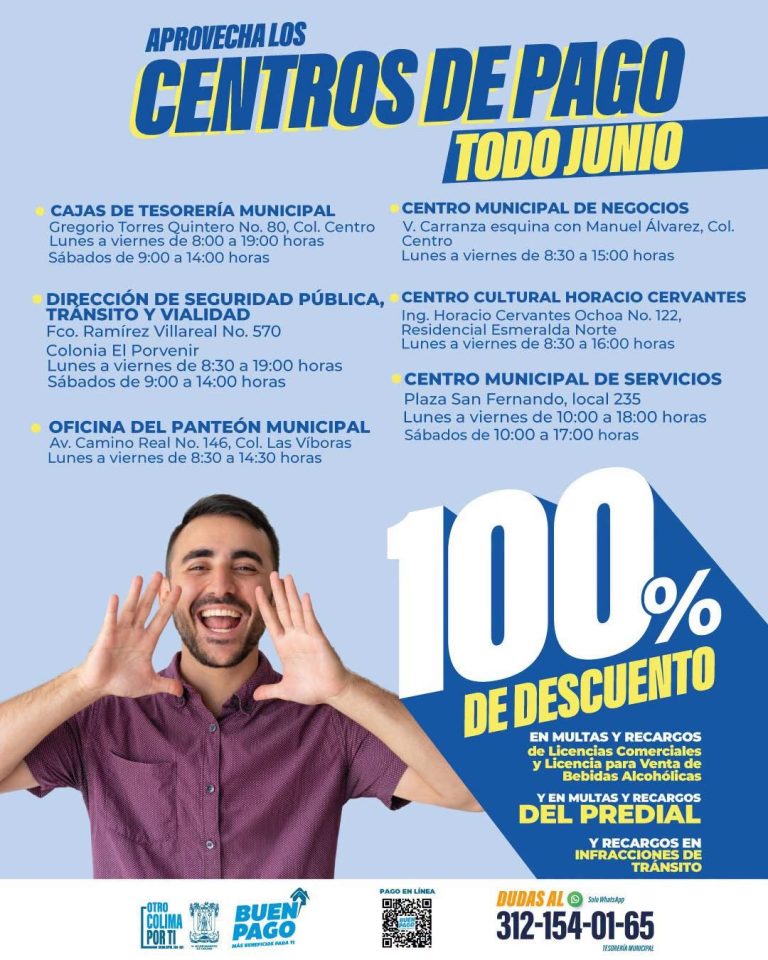 Últimos días para aprovechar el 100% de descuento en predial, en multas y recargos municipales en Colima