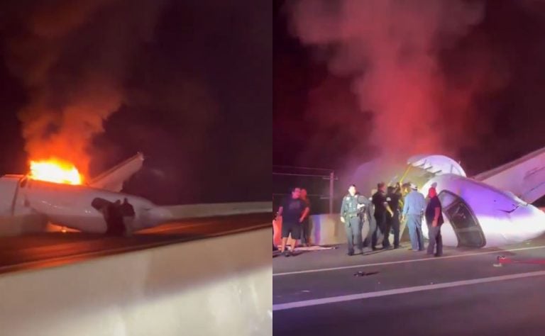 Tragedia en Laredo: jet se desploma sobre una autopista y deja un fallecido