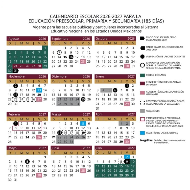 Ciclo escolar 2026-2027 en Colima iniciará el 31 de agosto, según calendario de la SEP