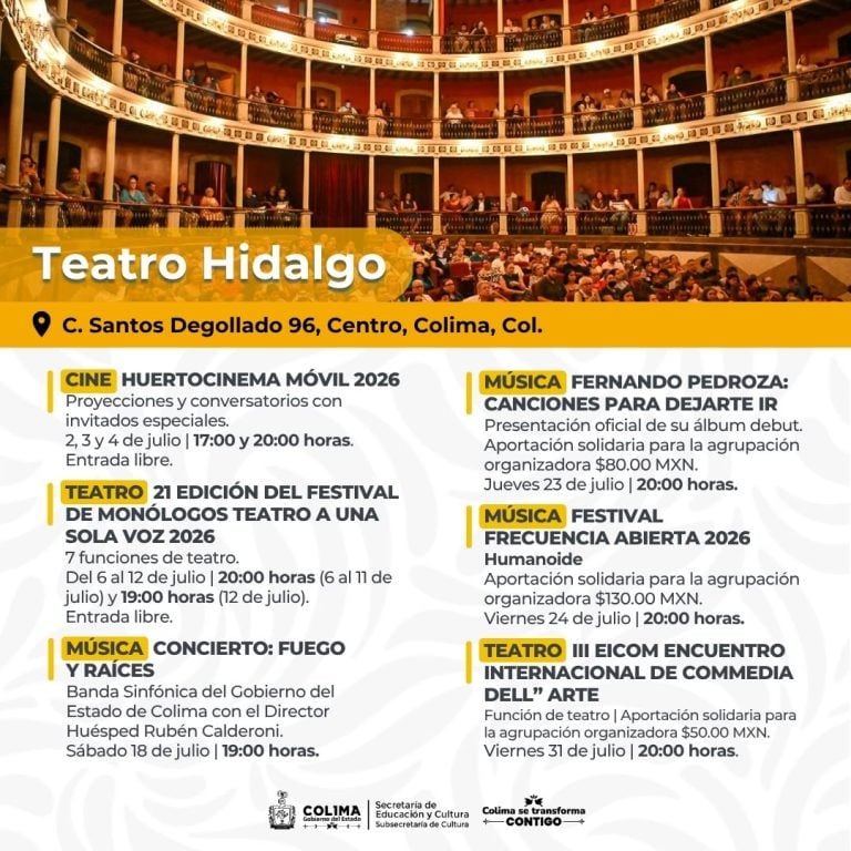 Más de 100 eventos integran la agenda artística de Cultura Colima, durante julio