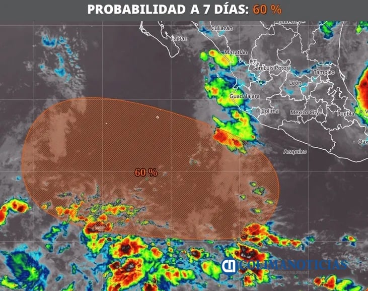 “Elida” aumenta al 60% su potencial ciclónico