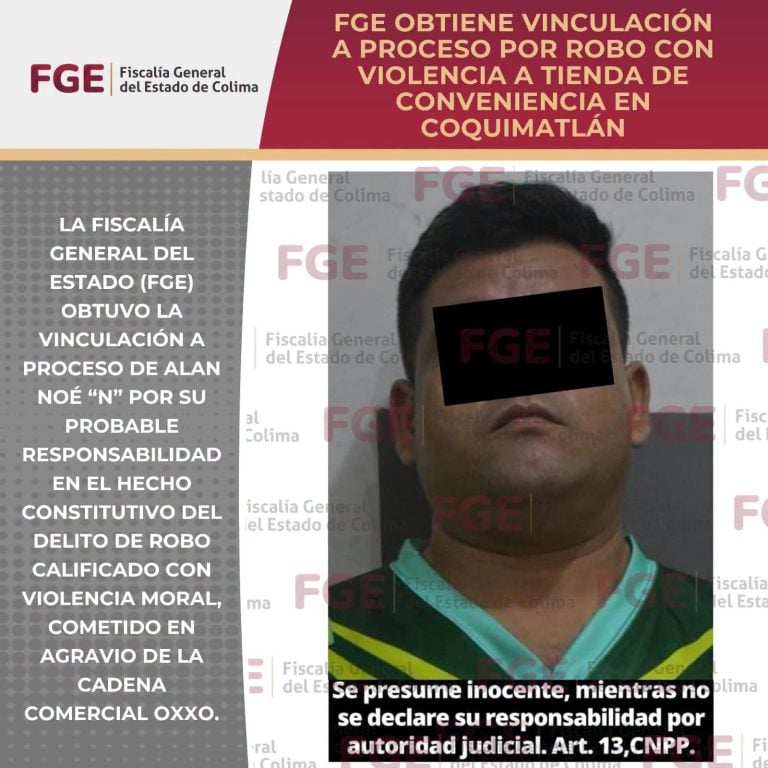 FGE obtiene vinculación a proceso por robo con violencia a tienda de conveniencia en Coquimatlán