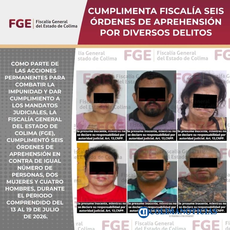 Cumplimenta Fiscalía seis órdenes de aprehensión por diversos delitos