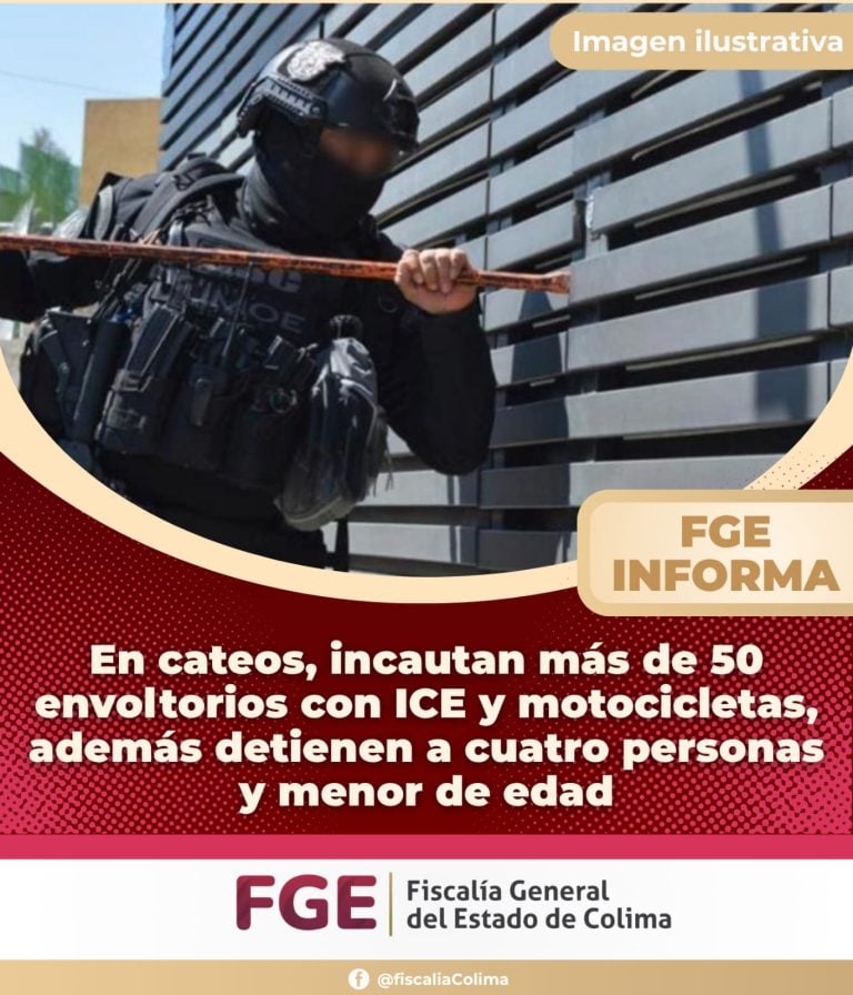 En cateos, incautan más de 50 envoltorios con ICE y motocicletas, además, detienen a cuatro personas y menor de edad