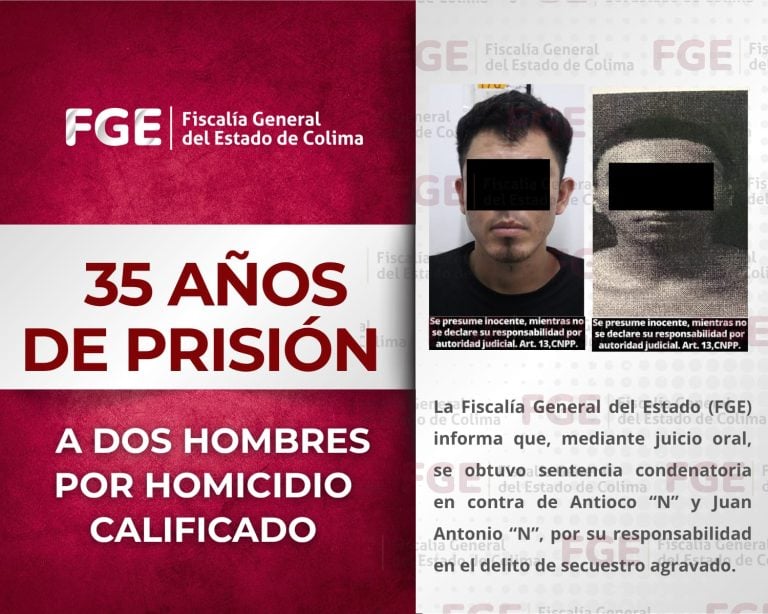 35 años de prisión a dos hombres por homicidio calificado