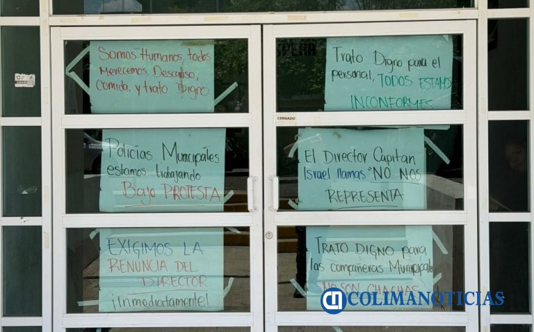 Protestan policías de Coquimatlán: “clausuran” el complejo de seguridad