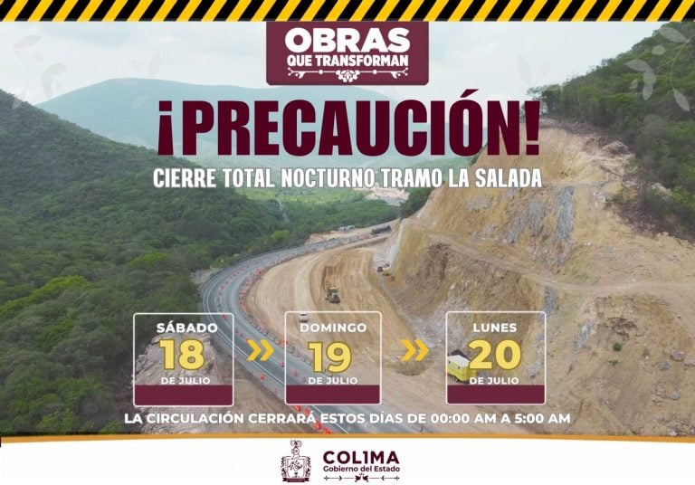 Seidum Colima anticipa cierre total nocturno en ‘La Salada’ este sábado, domingo y lunes