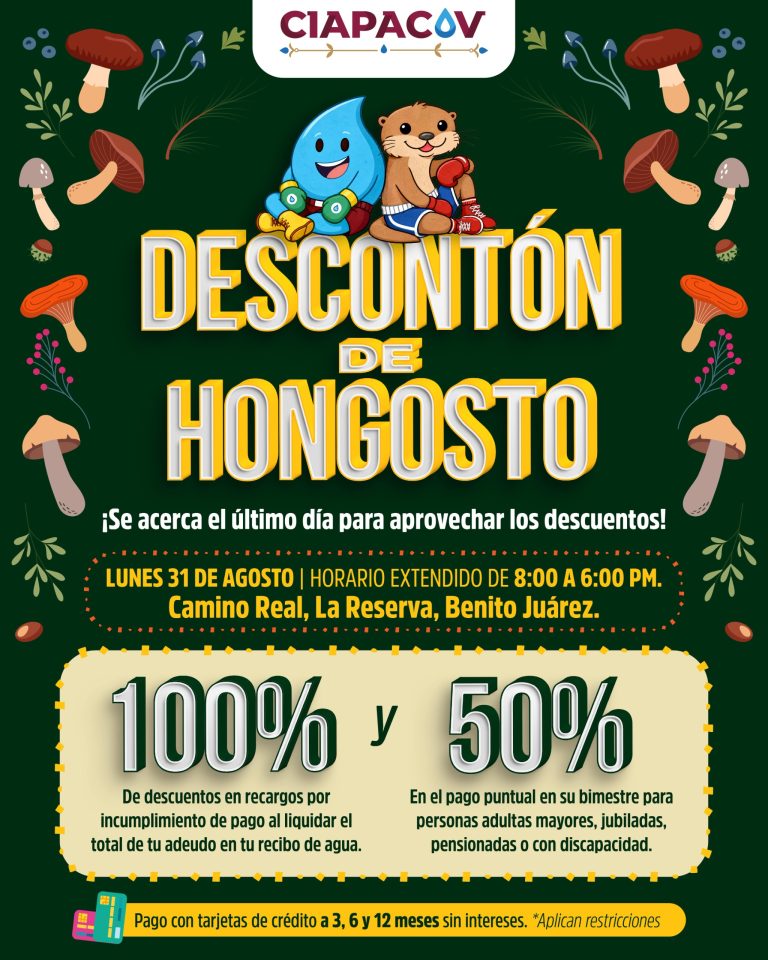 CIAPACOV invita a aprovechar el último día de descuentos hasta del 100% en diferentes rubros en todas sus sucursales
