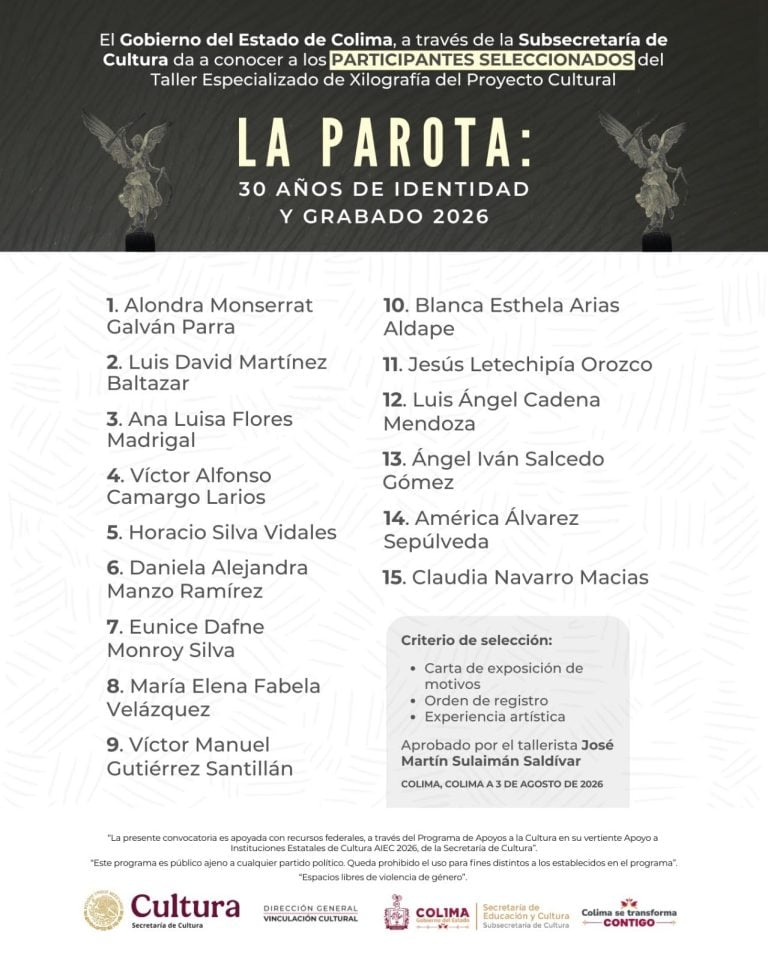 Cultura Colima publica resultados de la convocatoria ‘La Parota: 30 años de identidad y grabado’
