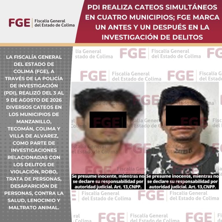 PDI realiza cateos simultáneos en cuatro municipios; FGE destaca avances en investigación de delitos