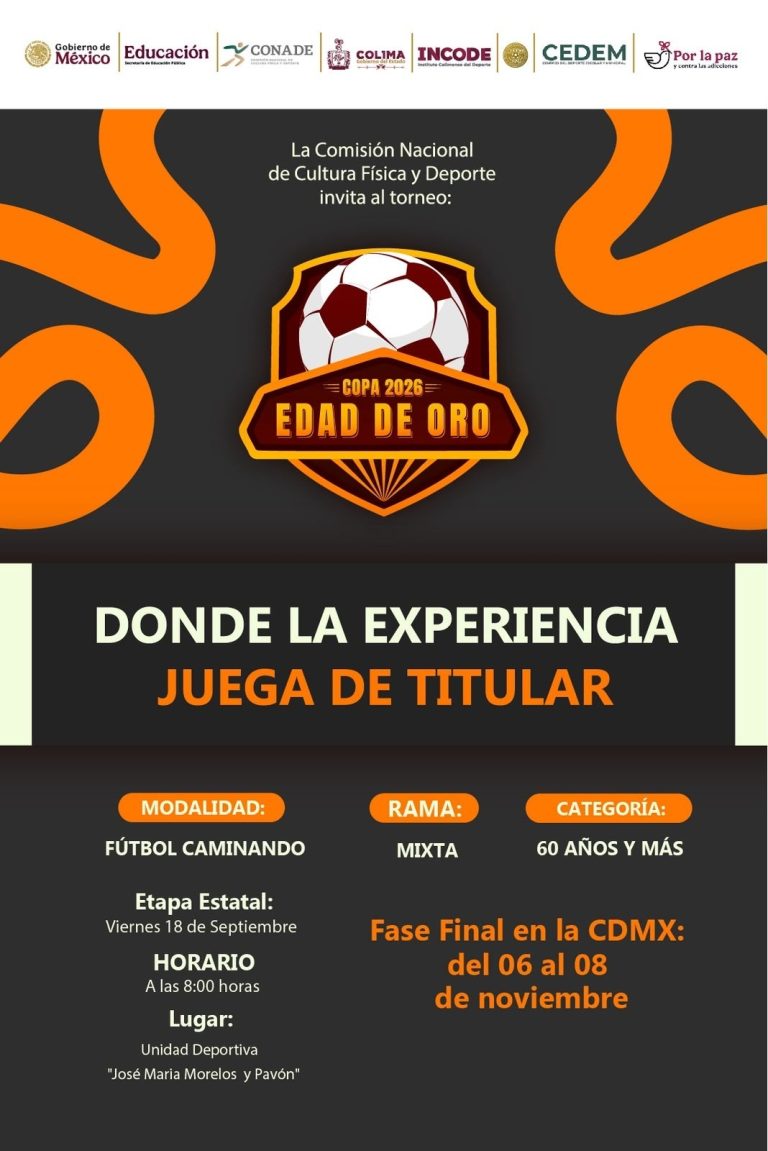 Incode invita a personas adultas mayores a participar en la Copa ‘Edad de Oro’ de Futbol Caminando, en septiembre