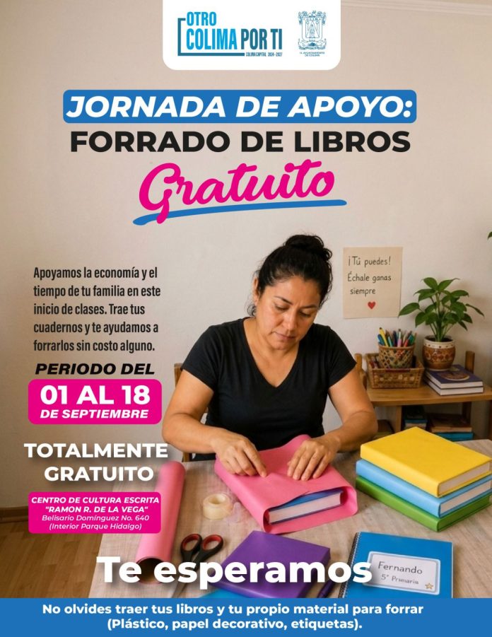 Ayuntamiento de Colima apoya a las familias a forrar sus libros de texto sin costo