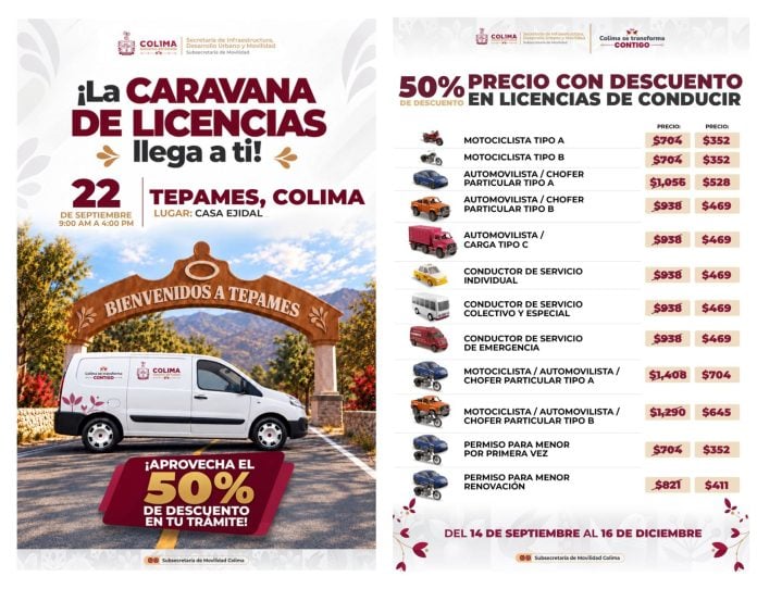 Caravana de Licencias con 50% de descuento