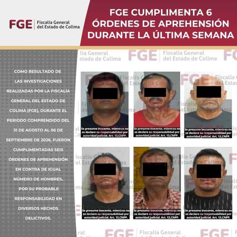 FGE cumplimenta 6 órdenes de aprehensión durante la última semana