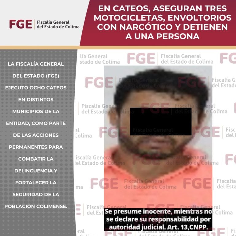 En cateos, aseguran tres motocicletas, envoltorios con narcótico y detienen a una persona