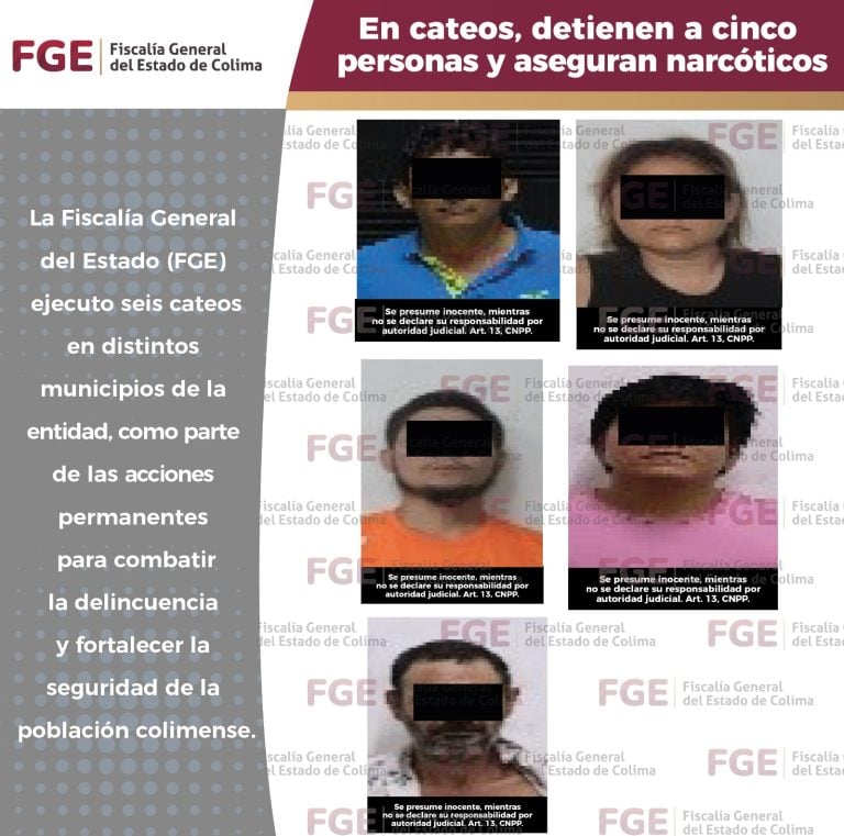 En cateos, detienen a cinco personas y aseguran narcóticos