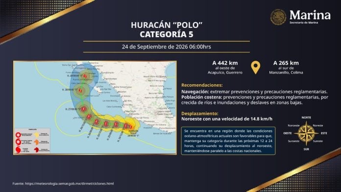 Marina refuerza acciones del Plan Marina ante la intensificación del huracán “Polo” a categoría 5