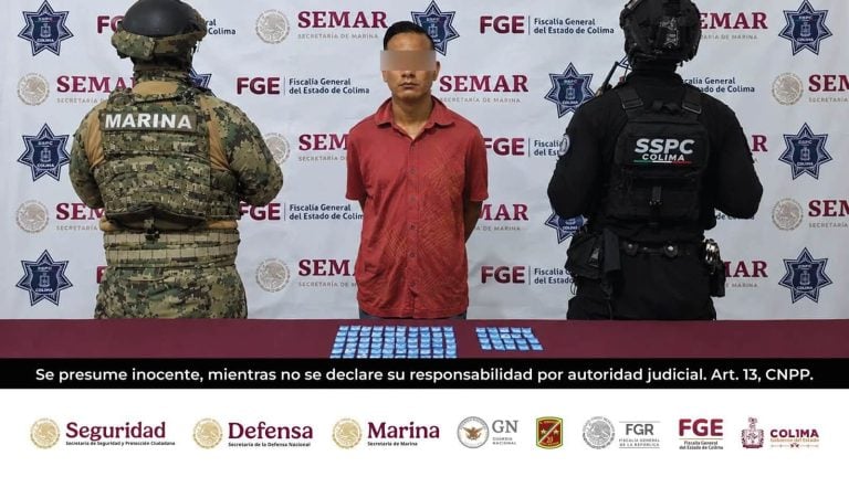SSPC Colima y Marina detienen en Cuauhtémoc a distribuidor de droga del Cartel Los Mezcales