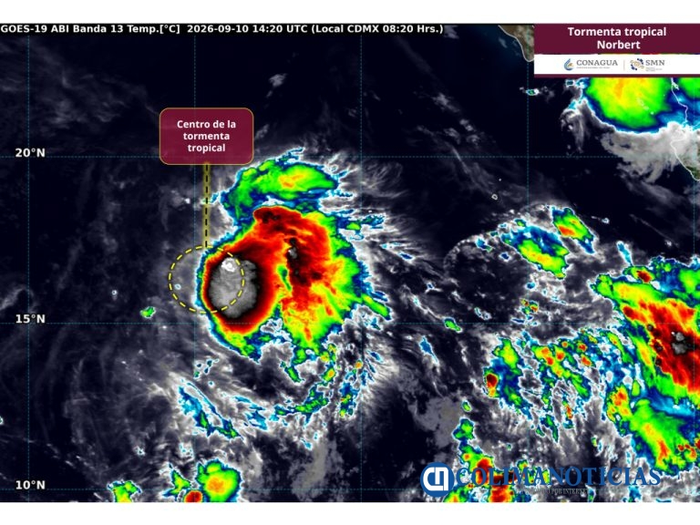 Vigila el SMN nueva zona de baja presión frente a las costas de Colima; podría evolucionar a Ciclón Tropical “Norbert”