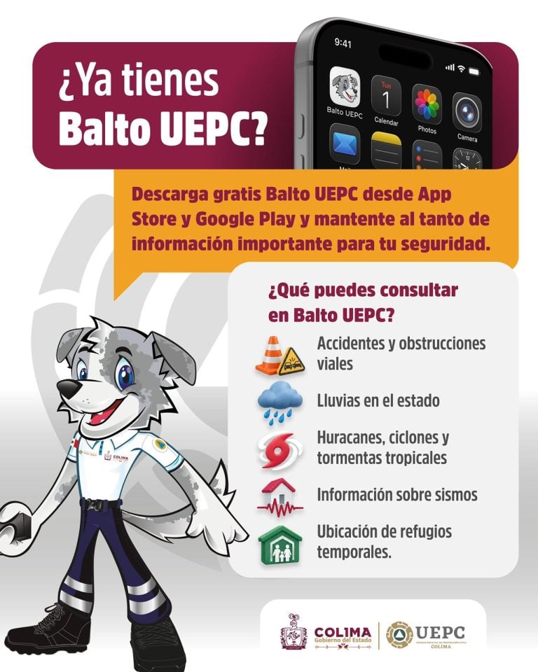 Alertas en tiempo real e información oficial de Protección Civil al descargar Balto UEPC