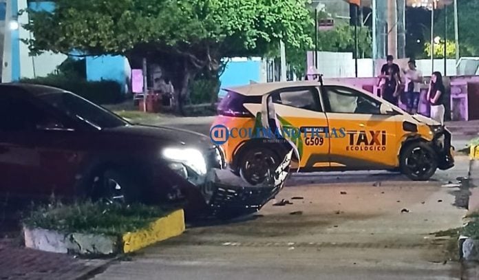 Aparatoso accidente en Las Brisas, deja solo daños materiales