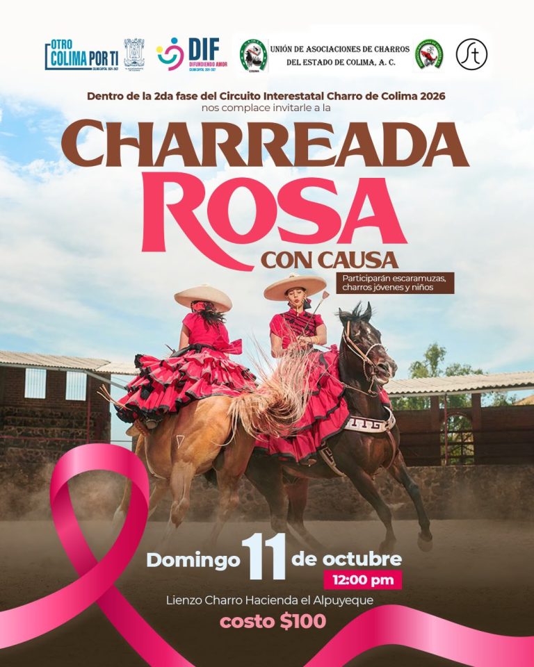 Ayuntamiento de Colima y DIF Municipal invitan a la “Charreada Rosa con Causa”