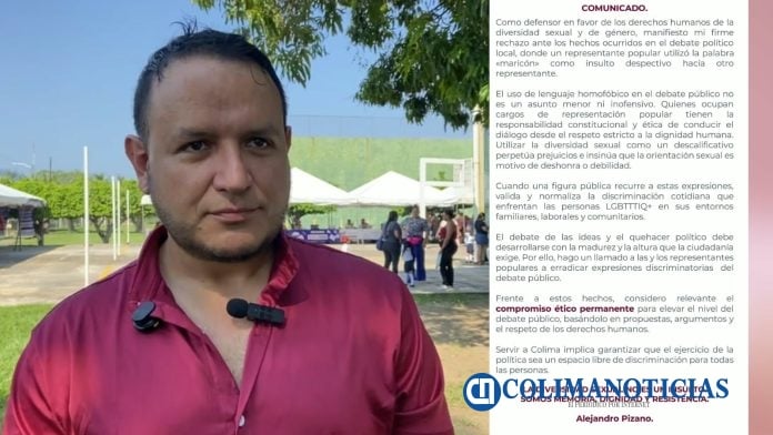 El director de Atención a la Diversidad Sexual y Género del Gobierno del Estado de Colima, emitió un comunicado