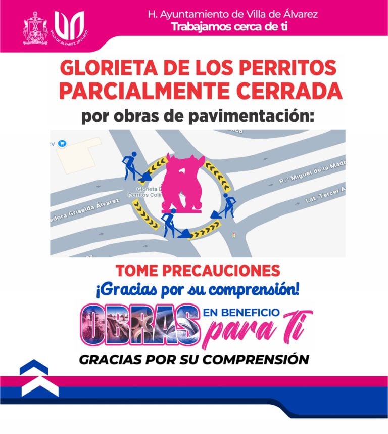 Glorieta de Los Perritos, parcialmente cerrada por obras de repavimentación