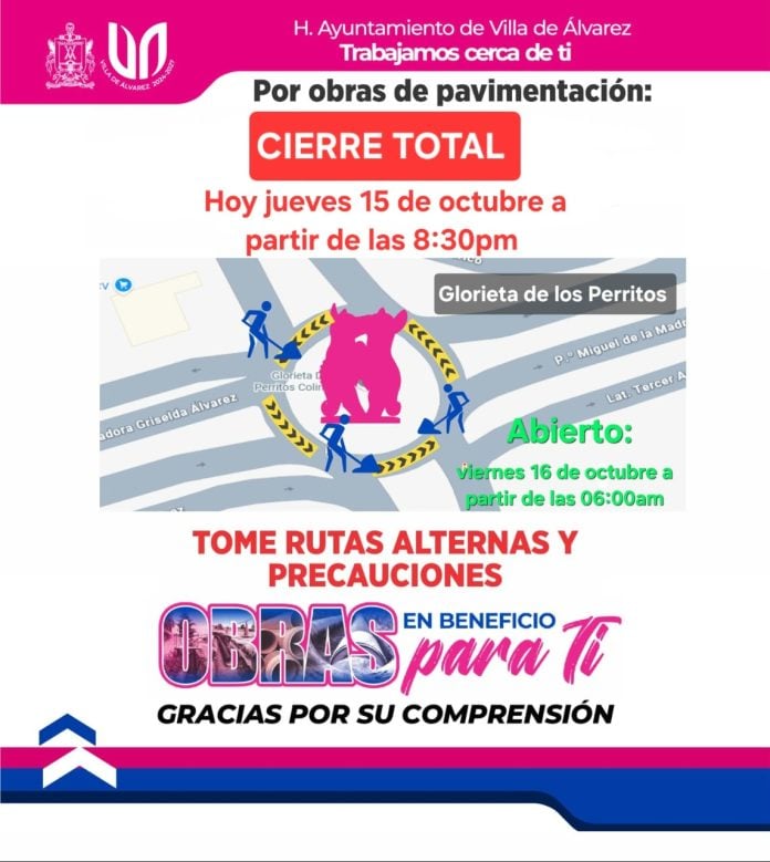 La noche de este jueves estará cerrada a la circulación la Glorieta de Los Perritos