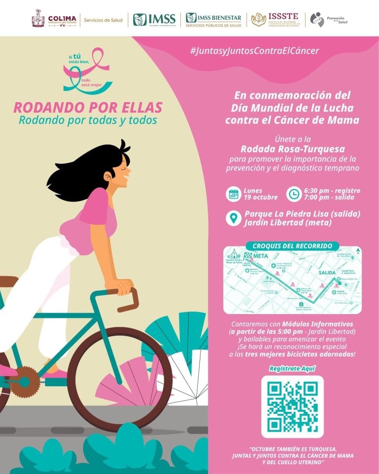 ‘Rodada Rosa-Turquesa’ promueve la prevención y detección oportuna de cáncer de mama y cuello uterino