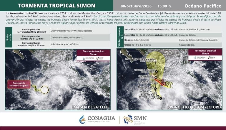 Alerta: la tormenta tropical Simón tomará fuerza y se convertirá en un poderoso huracán categoría 4